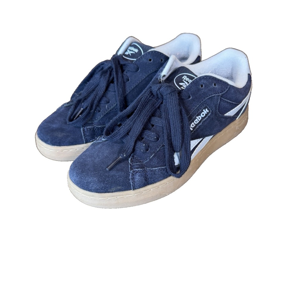 Reebok Womens 8.5 Navy Suede Sneaker Tennis Shoe Athletic